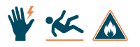 Safety Caution Graphic: Shock, Slip, Fire
